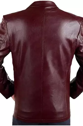 Men's burgundy lambskin leather blazer sport coat