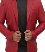 Men's red genuine lambskin leather blazer jacket