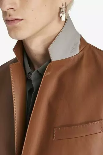 Men's tan real lambskin leather suit blazer classic fit coat