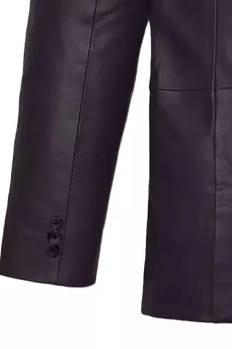 Men's black double breasted real genuine leather blazer coat