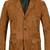 Men's brown genuine suede safari leather coat blazer