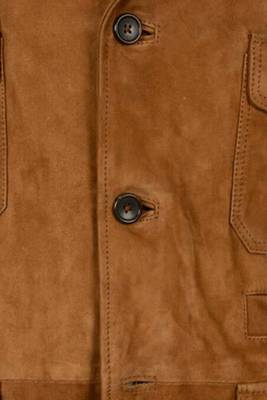 Men's brown genuine suede safari leather coat blazer 4