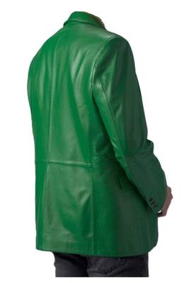 Men's green genuine lambskin leather blazer jacket 3