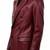 Men's dark red double breasted genuine leather blazer