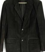 Men's black soft genuine suede leather two button blazer