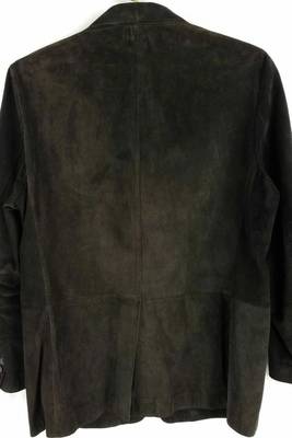 Men's black soft genuine suede leather two button blazer 2