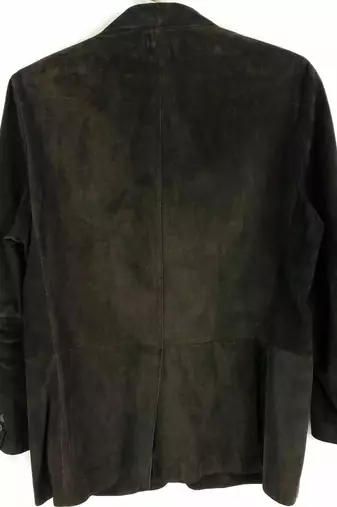 Men's black soft genuine suede leather two button blazer