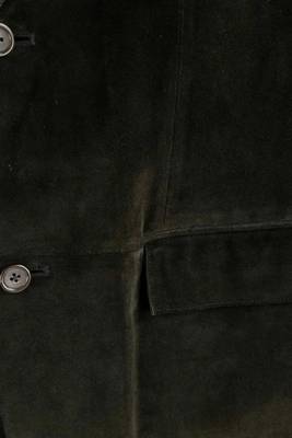 Men's black soft genuine suede leather two button blazer 3