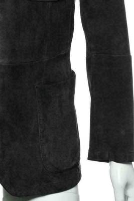Men's black soft genuine suede leather casual blazer jacket 2