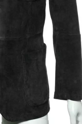 Men's black soft genuine suede leather casual blazer jacket