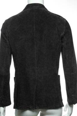 Men's black soft genuine suede leather casual blazer jacket 3