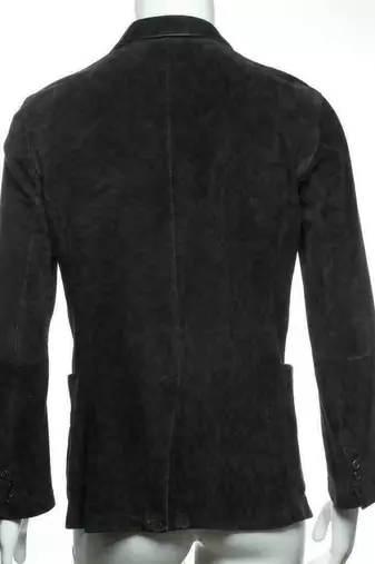 Men's black soft genuine suede leather casual blazer jacket