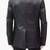 Men's black double breasted real lambskin leather blazer coat