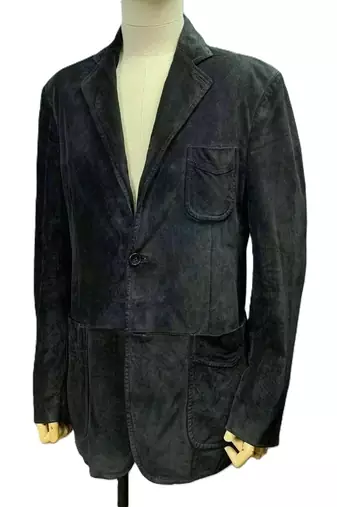 Men's black soft suede suede leather classic blazer coat