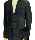 Men's black soft suede suede leather classic blazer coat