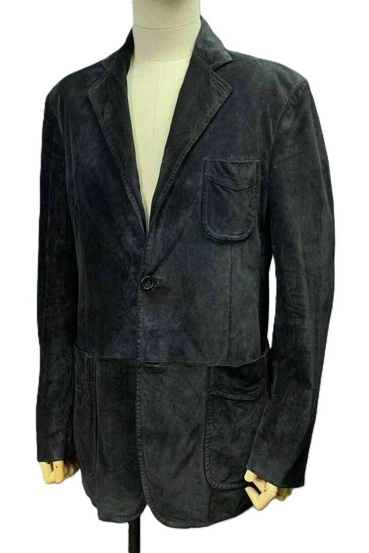 Men's black soft suede suede leather classic blazer coat
