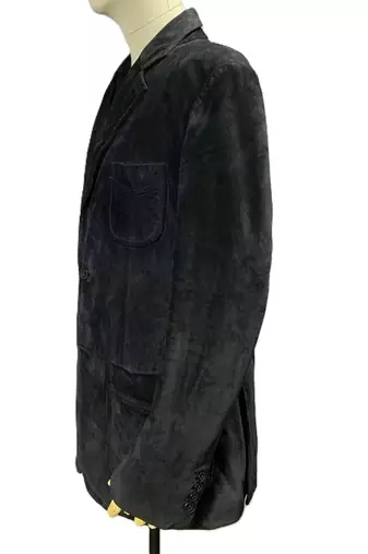 Men's black soft suede suede leather classic blazer coat