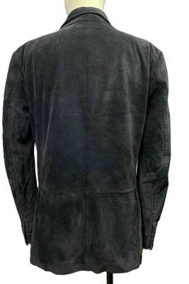 Men's black soft suede suede leather classic blazer coat 3