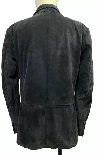 Men's black soft suede suede leather classic blazer coat