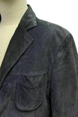 Men's black soft suede suede leather classic blazer coat 4