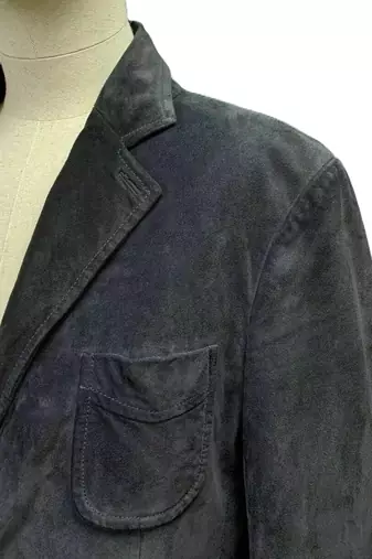 Men's black soft suede suede leather classic blazer coat