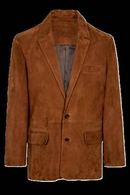 Men's brown soft suede leather two button sport coat 1