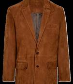 Men's brown soft suede leather two button sport coat