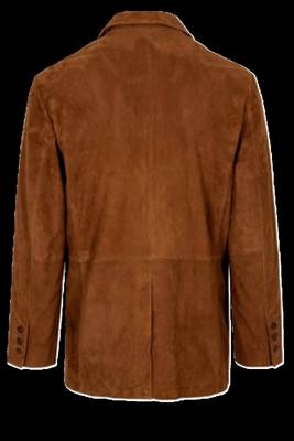Men's brown soft suede leather two button sport coat 2