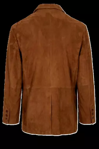 Men's brown soft suede leather two button sport coat
