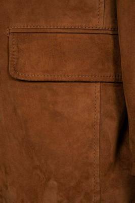 Men's brown soft suede leather two button sport coat 3