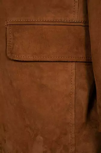Men's brown soft suede leather two button sport coat