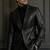 Men's black genuine lambskin leather slim fit blazer jacket