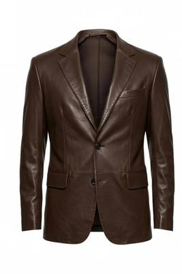 Men's dark brown real genuine lambskin leather blazer classic sport coat 1