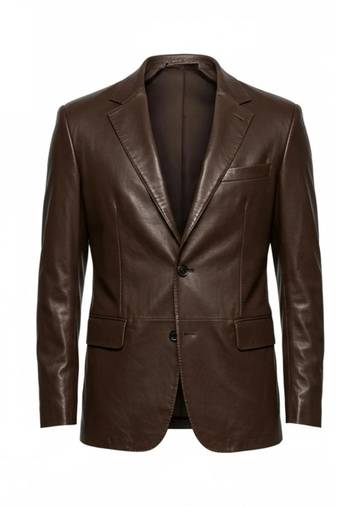 Men's dark brown real genuine lambskin leather blazer classic sport coat