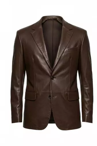 Men's dark brown real genuine lambskin leather blazer classic sport coat