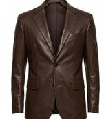 Men's dark brown real genuine lambskin leather blazer classic sport coat