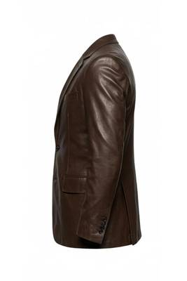 Men's dark brown real genuine lambskin leather blazer classic sport coat 2