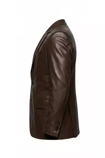 Men's dark brown real genuine lambskin leather blazer classic sport coat