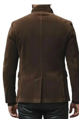 Men's brown lambskin suede leather blazer smart casual coat 2