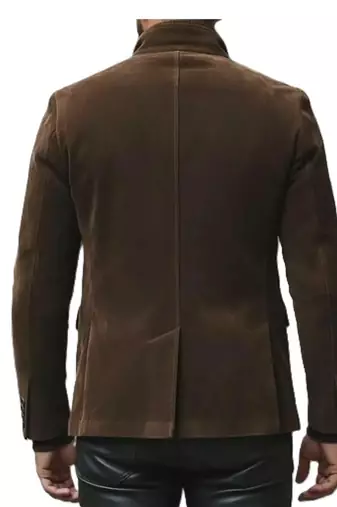 Men's brown lambskin suede leather blazer smart casual coat