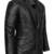 Men's black genuine leather blazer two button coat