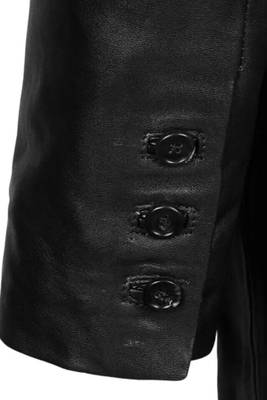Men's black genuine leather blazer two button coat 3
