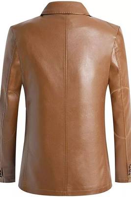 Men's tan genuine lambskin leather blazer classic sport coat jacket 2