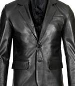 Men's black lambskin leather blazer classic formal coat jacket