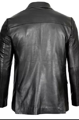 Men's black lambskin leather blazer classic formal coat jacket