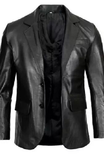 Men's black lambskin leather blazer classic formal coat jacket