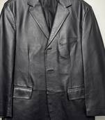 Men's black genune lambskin leather two button coat blazer