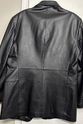 Men's black genune lambskin leather two button coat blazer 2