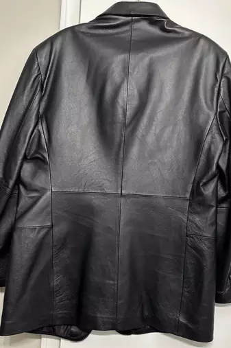 Men's black genune lambskin leather two button coat blazer