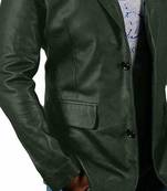 Men's dark green lambskin genuine leather blazer casual sport coat